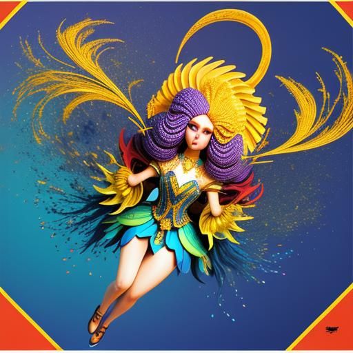 Psychedelic Glamour: A Vibrant 3D Woman Portrait