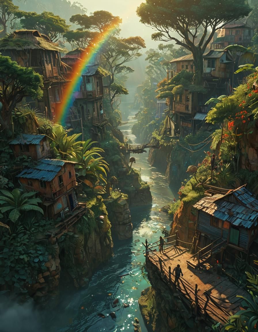 Ethereal Dreamscape: Rainbow Gradients in Hyperrealistic Ren...