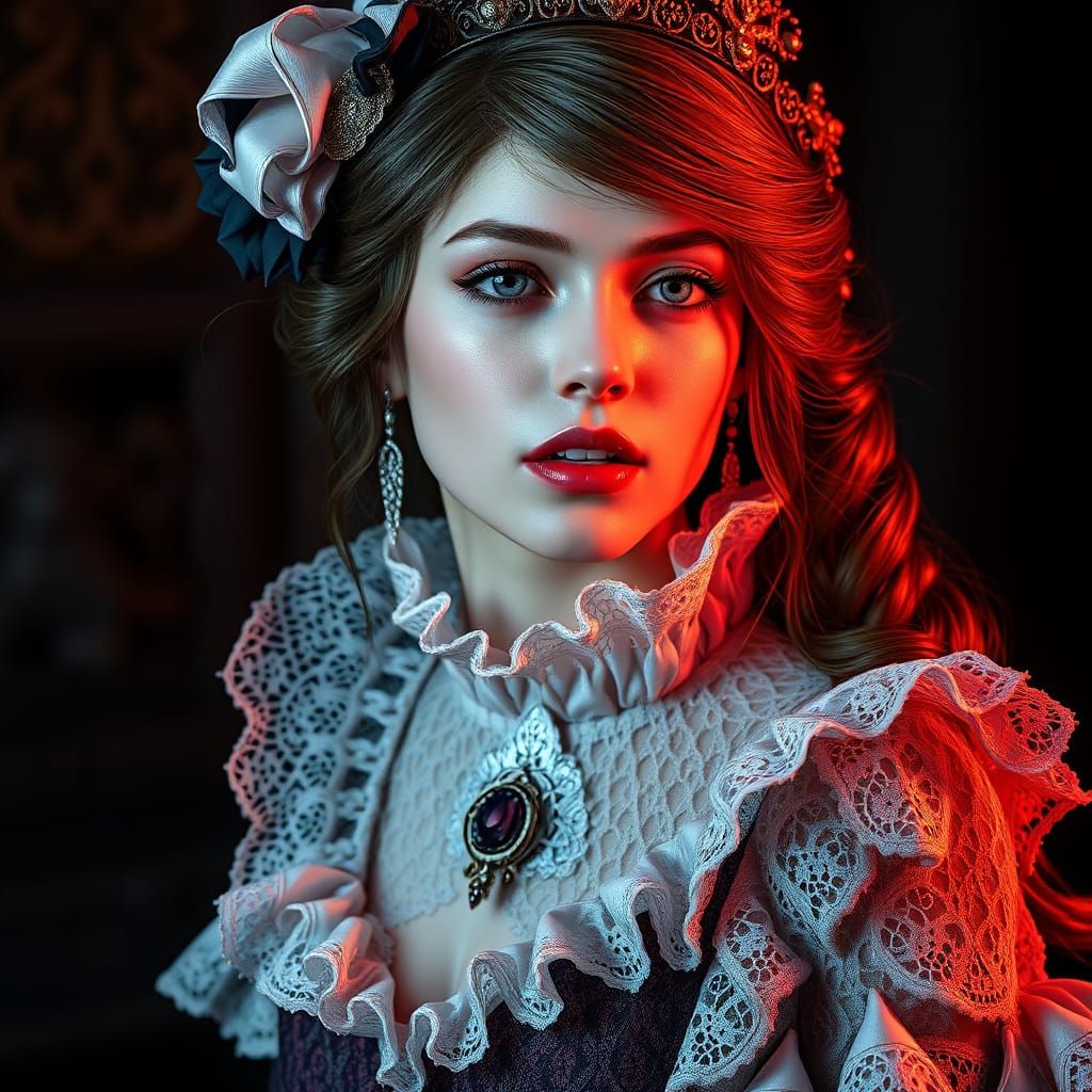 Ethereal Gothic Princess in Vibrant Dark Fantasy Style