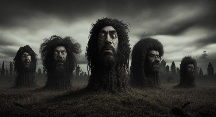 Tim Burton-Inspired Hunter in Grimdark Landscape