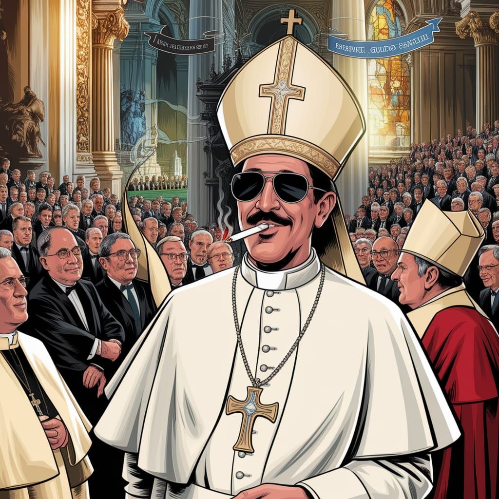 Father Guido Sarducci's Humorous Papal Ascension in Vibrant ...