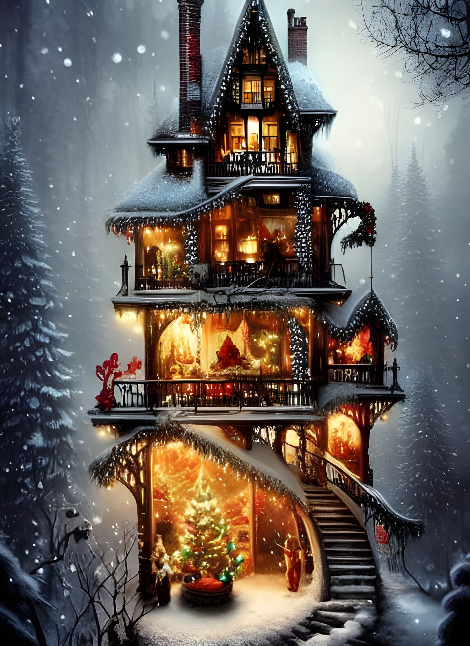 Whimsical Christmas Village: Digital Matte Painting