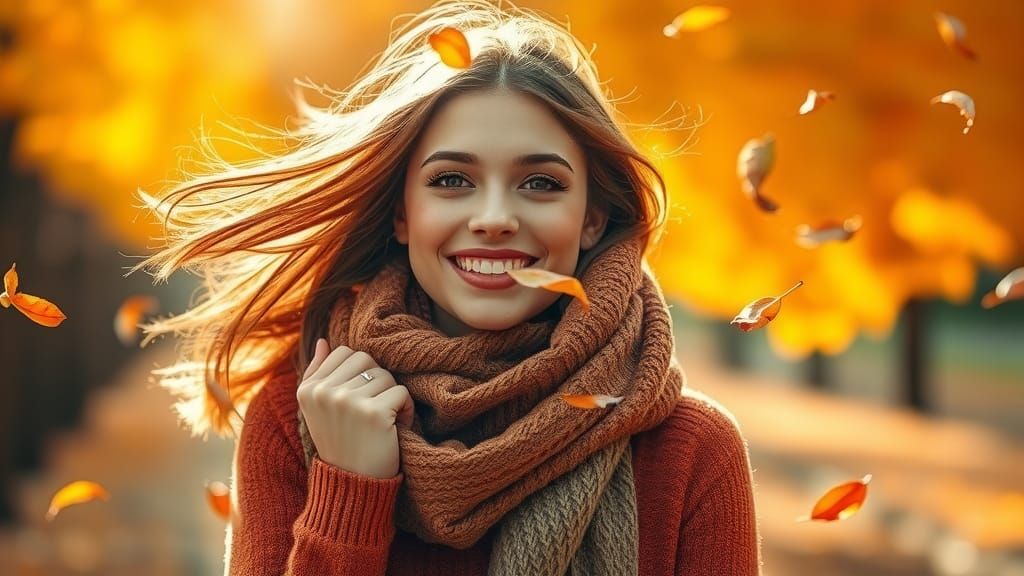 Autumn Portrait of Woman with Impressionistic Style