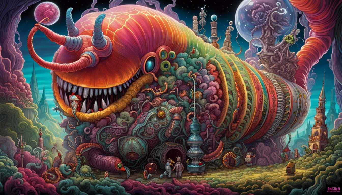 Surreal Horror: Hookah Caterpillar and Trapped Humans