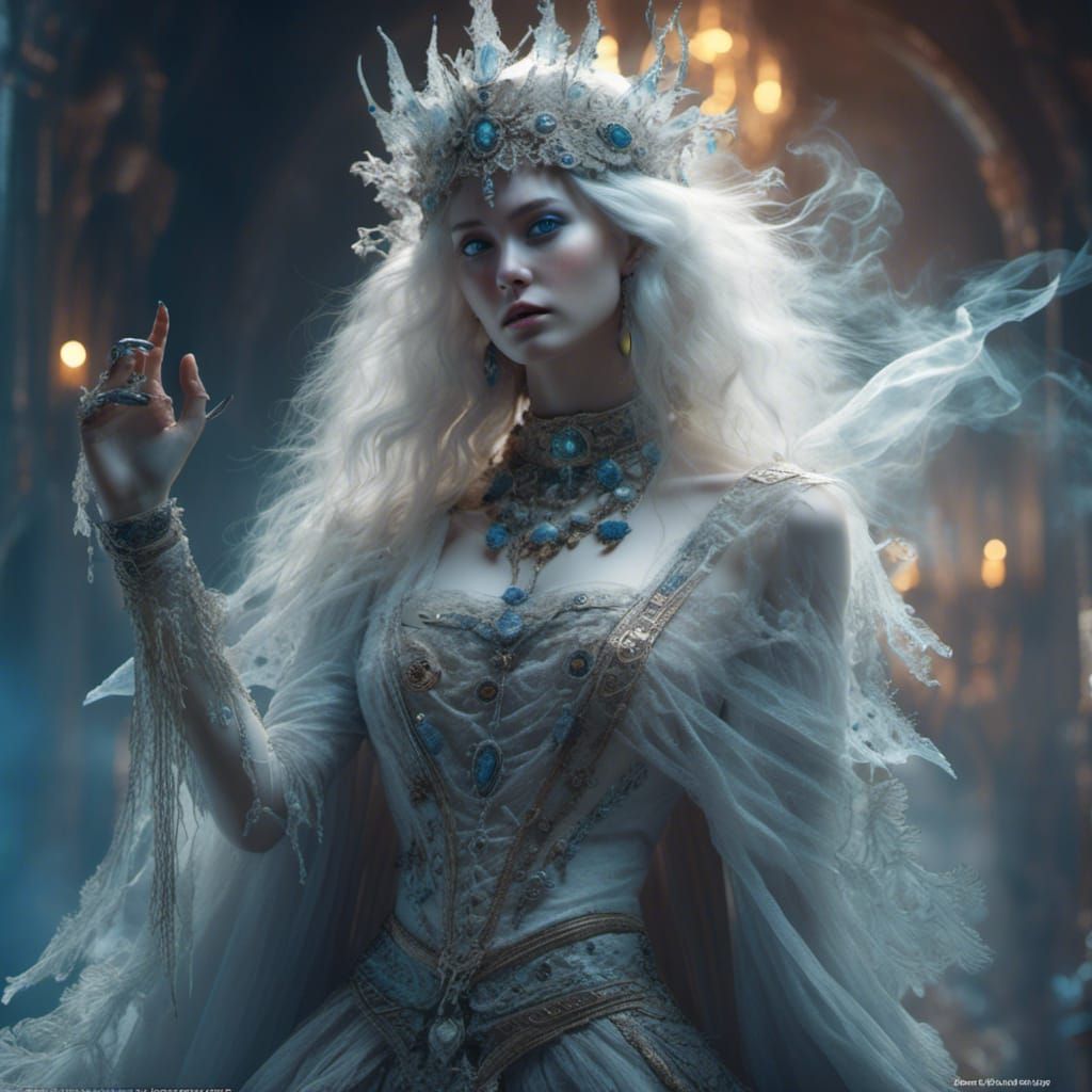 Ghostly Sorceress Portrait in Detailed Fantasy Art