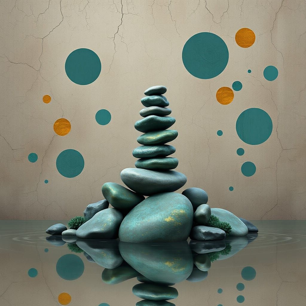 Surreal Island Oasis in Textured, Muted Realism