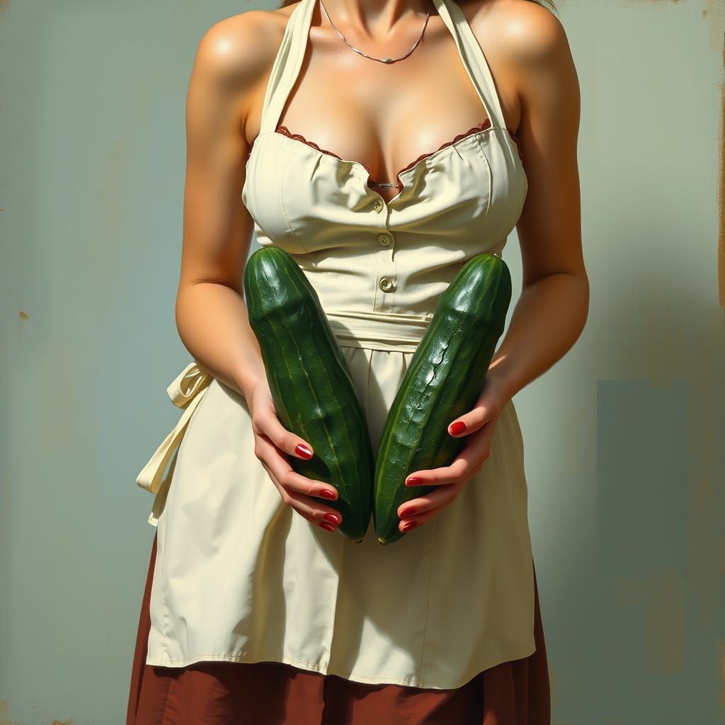 Woman with Cucumbers: Delicate Realism in Impressionistic St...