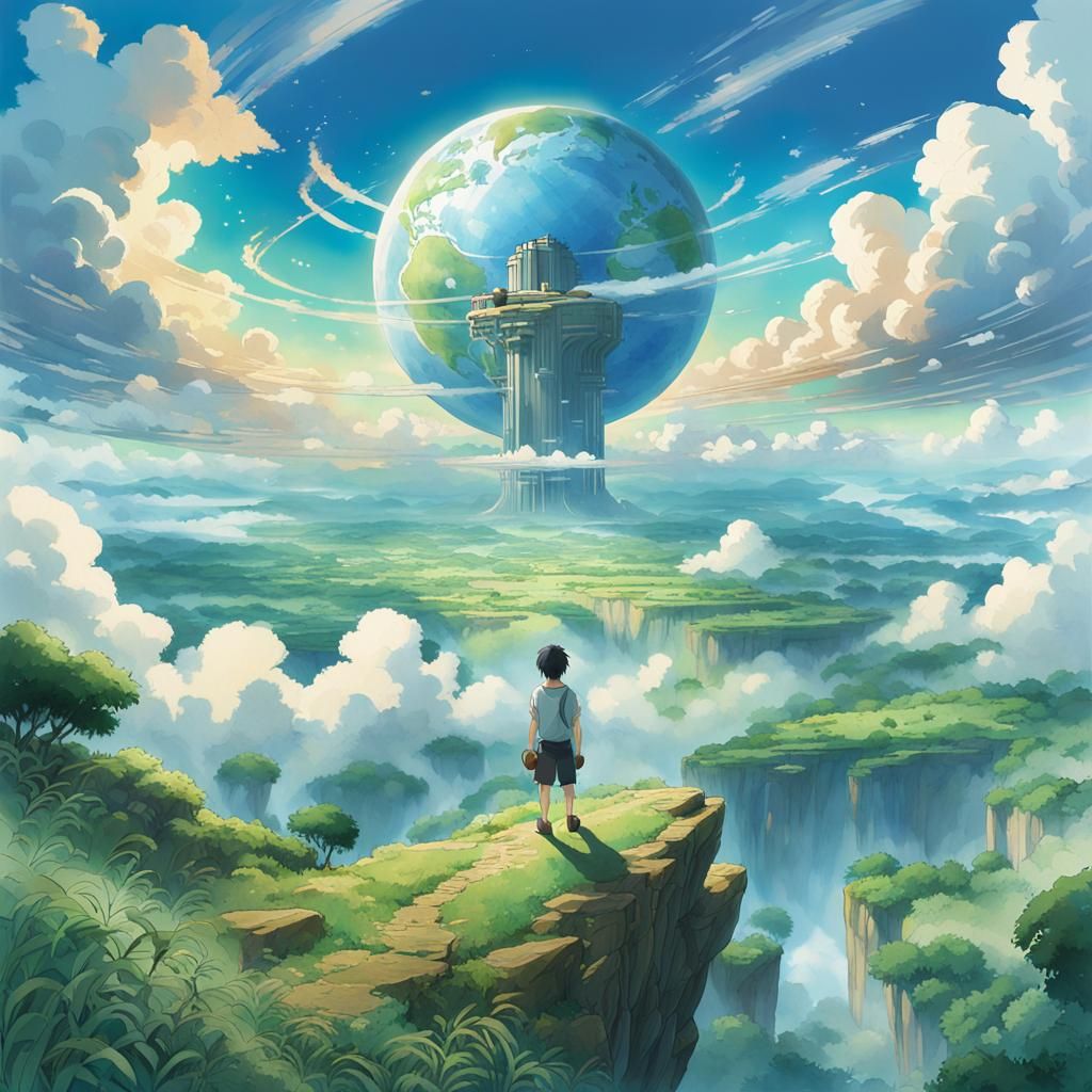 atlas holding all the weight of the world Studio Ghibli, Anime Key Visual, by Makoto Shinkai, Deep Color, Intricate, 8k ...