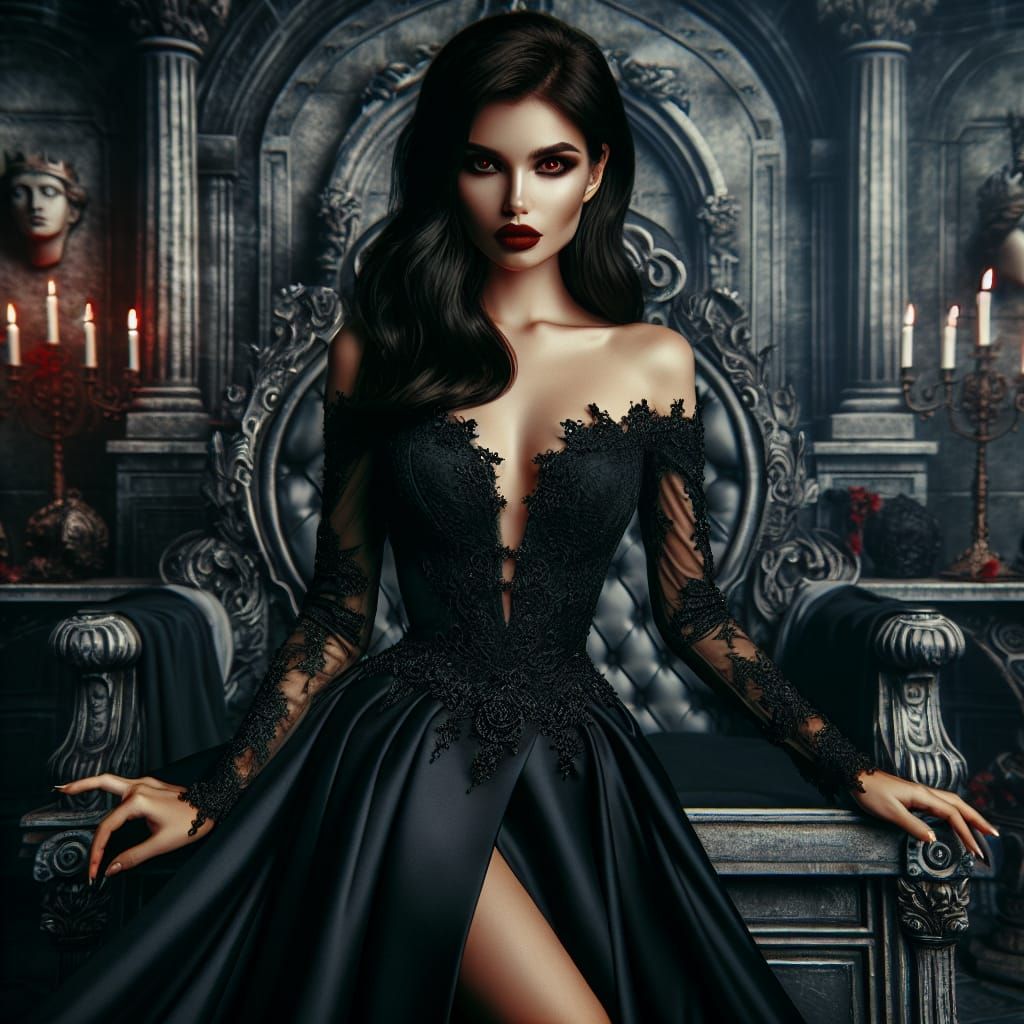 Underworld Queen in Gothic Throne Room