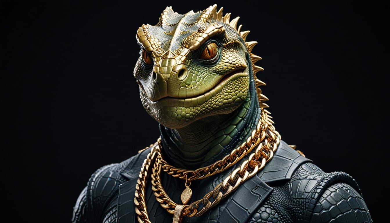 Sneering Reptilian Displays Luxurious Bling
