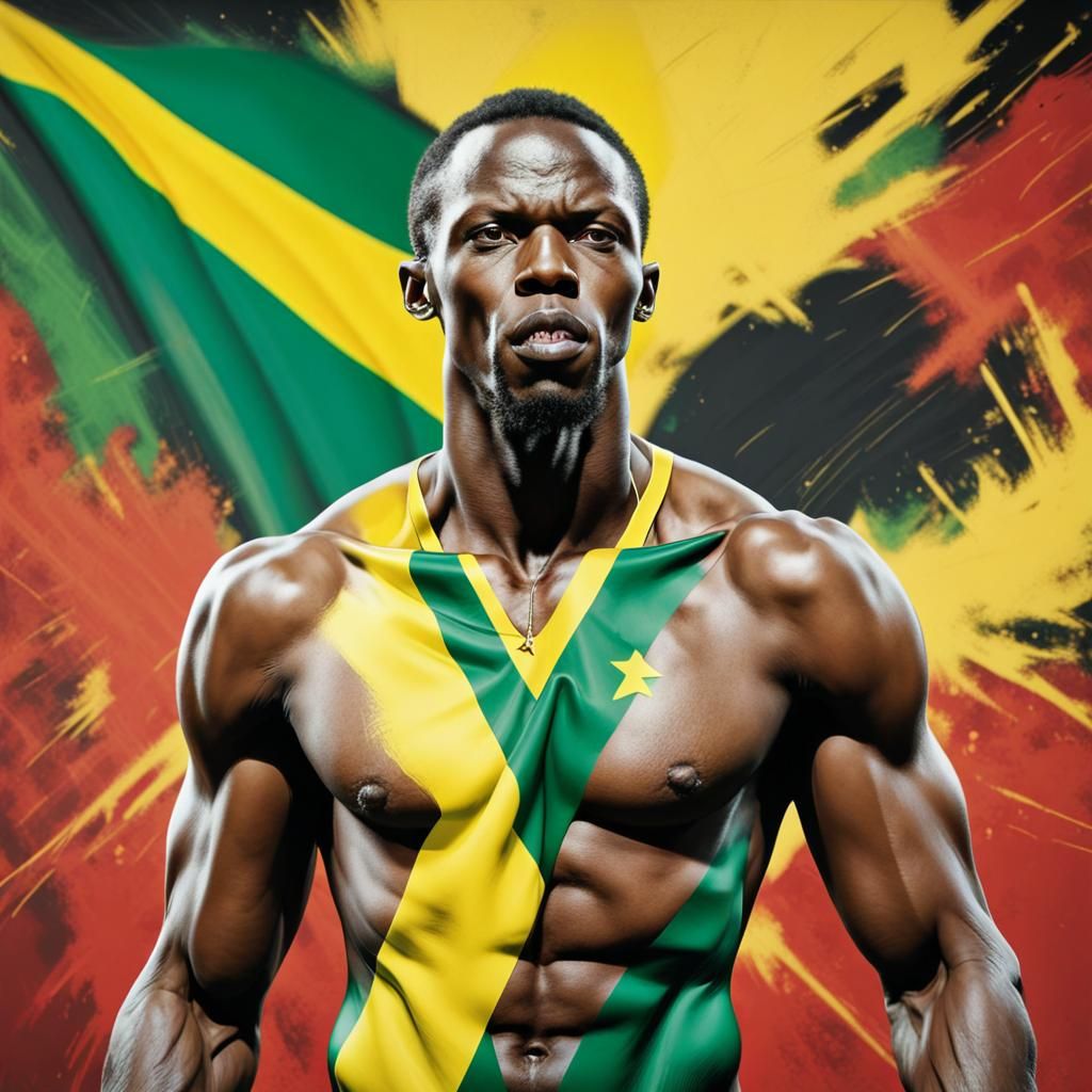 Abstract Art Portrait of Usain Bolt