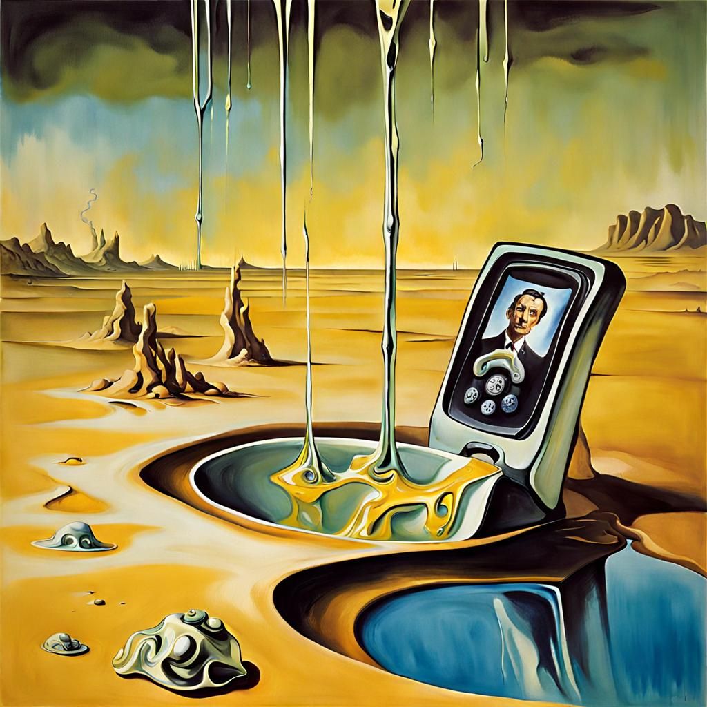 Melting Cell Phones in a Surrealist Style