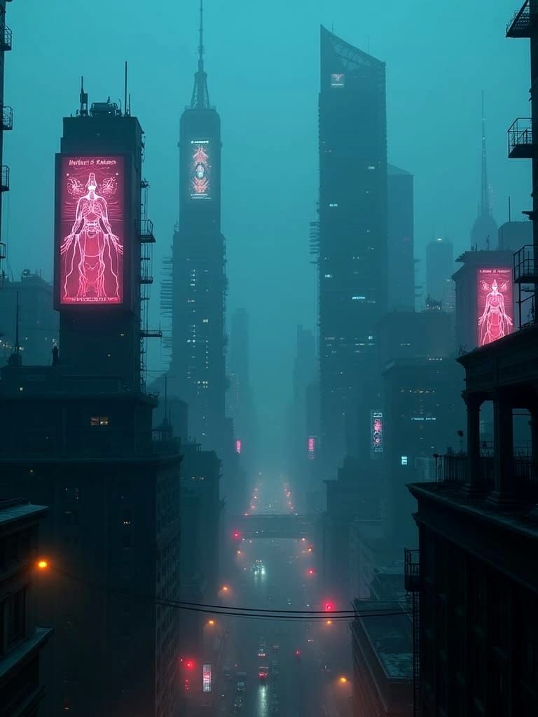 Dark Future Cityscape in Bokeh Effect