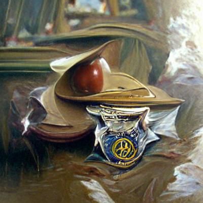 Realistic Badge in Oil Painting Style