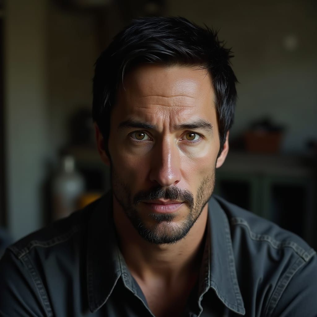 Portrait of a Eurasian Man in Cinematic Lighting