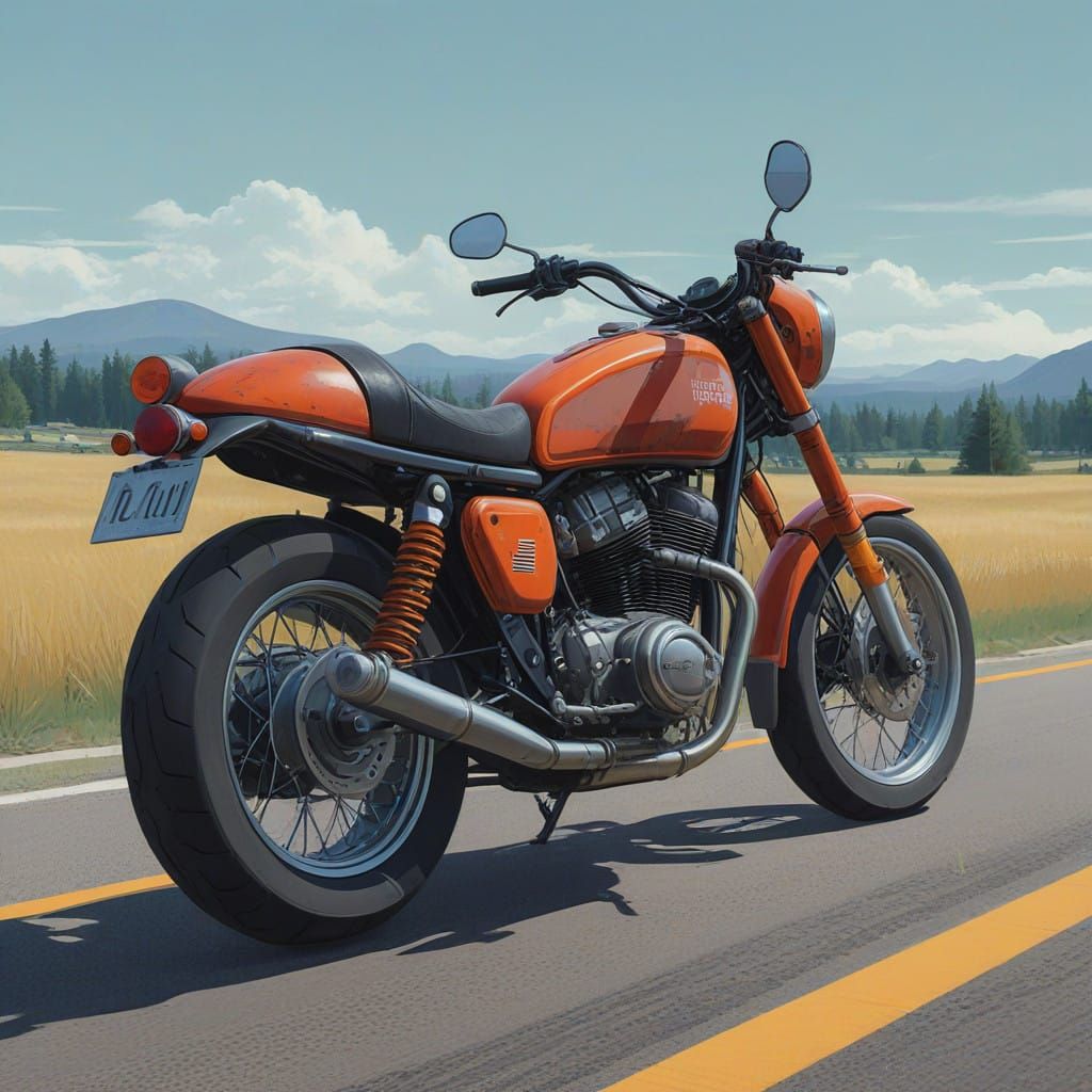 Sleek, Aerodynamic Motorcycle Formed by Expressive Brush Str...