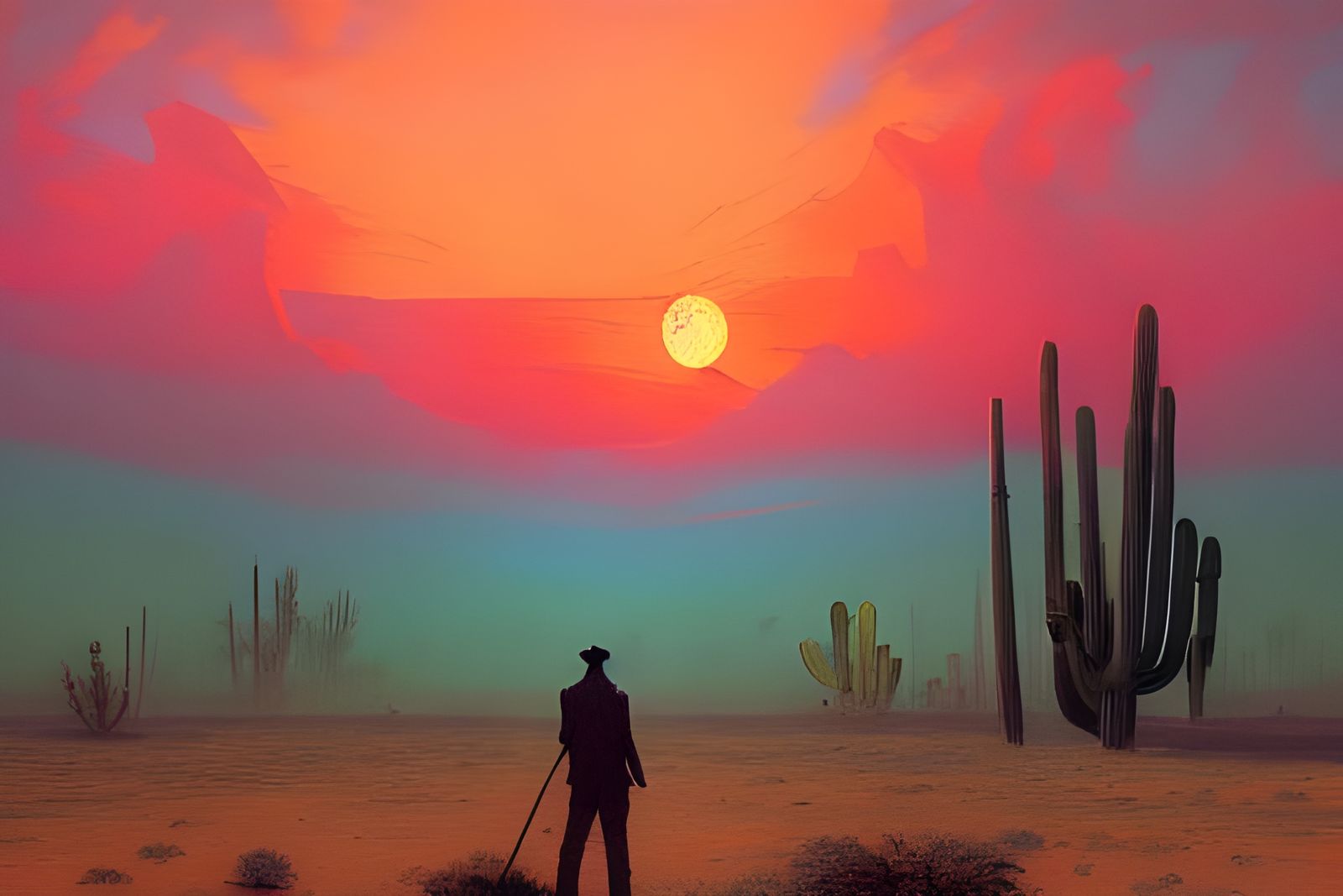 Desert Wanderer Painting in Romantic Style