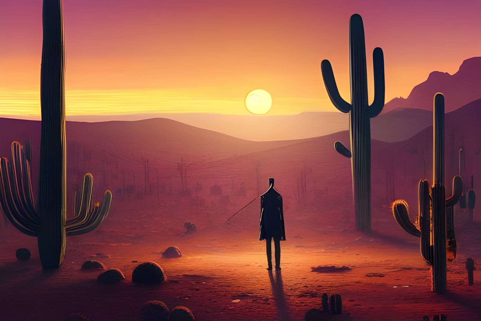 Desert Wanderer in a Fantastical Painting Style