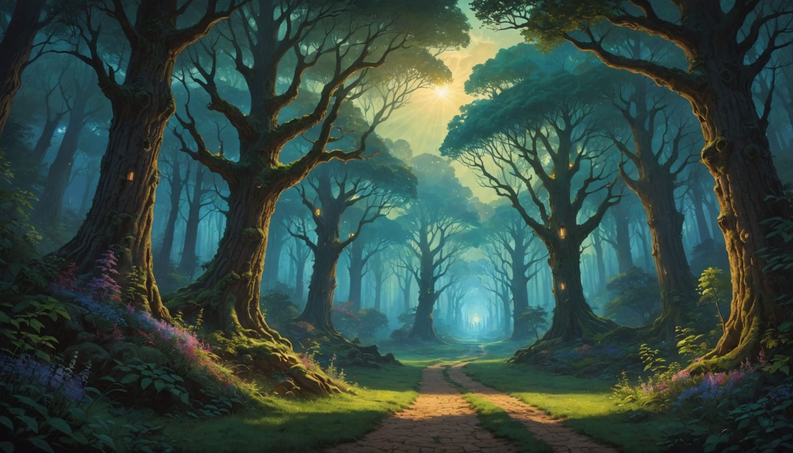 Enchanted Forest Twilight Digital Painting