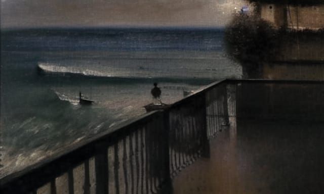 Impressionistic Beach View from Balcony Oil Painting