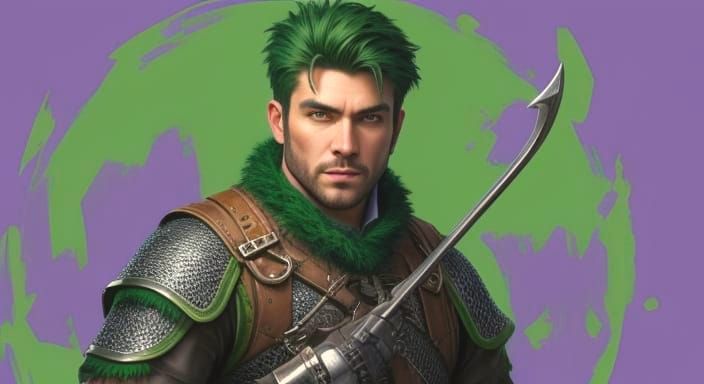 Vibrant Fauvist Fantasy Warrior in Emerald Chainmail