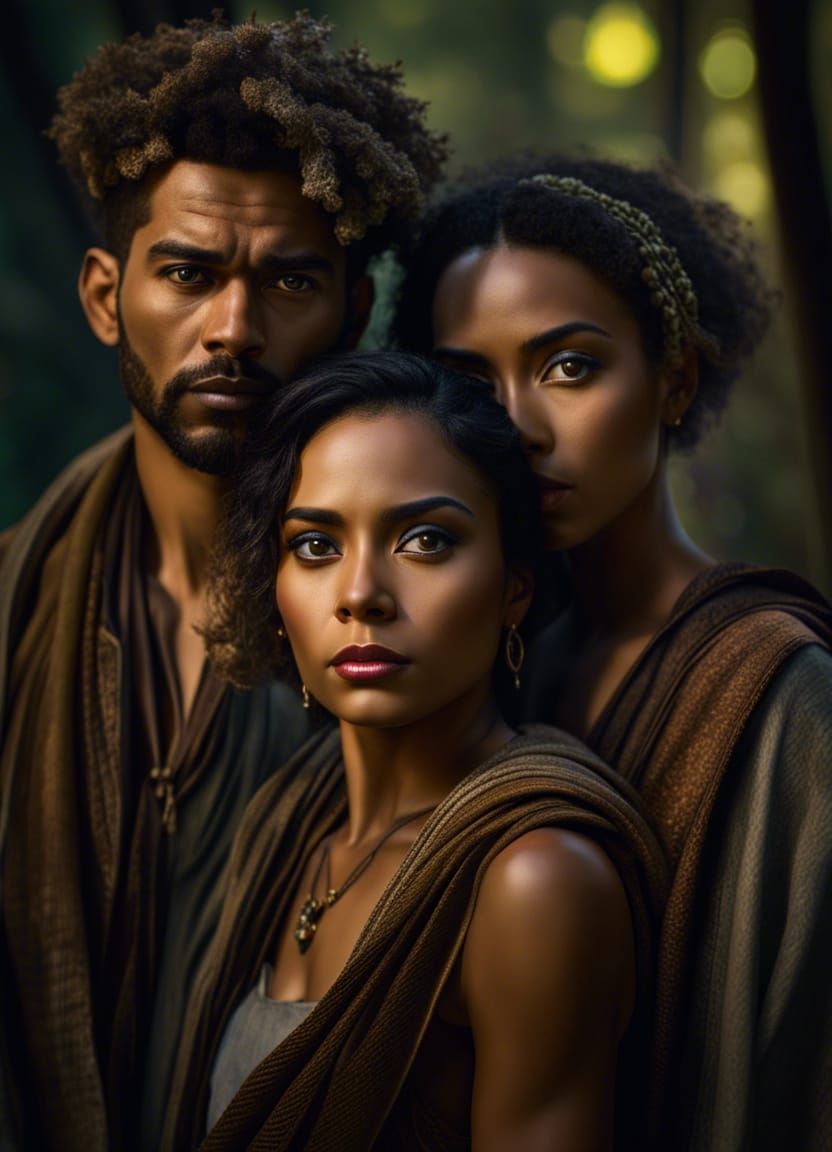 Intense Couple Portrait with Hyperrealistic Textures