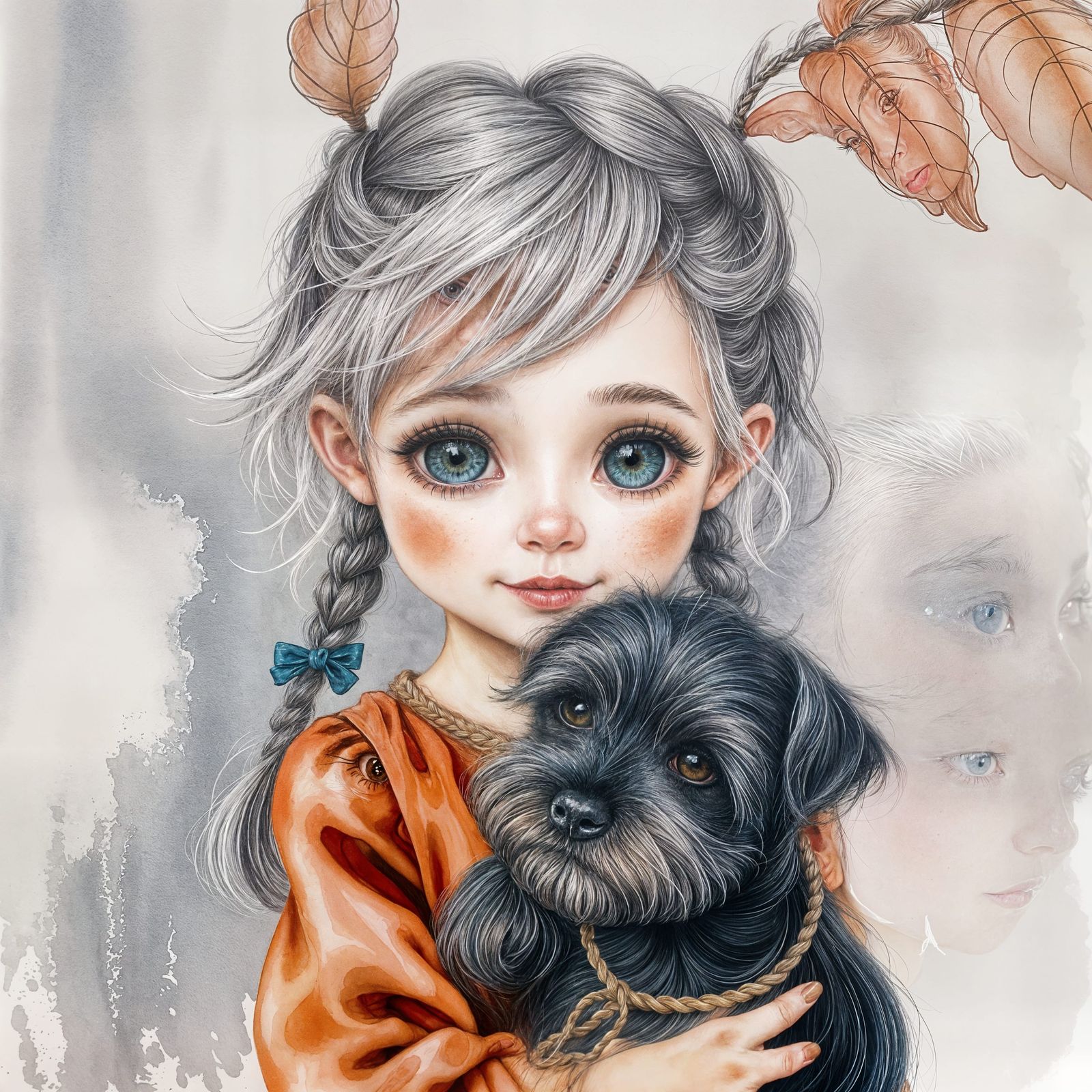 Enchanting Watercolour Girl with Whimsical Expression