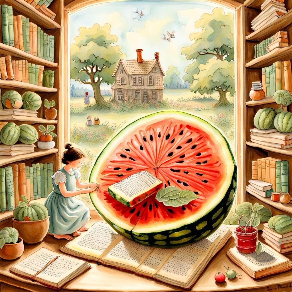 Fairies Reading in Watermelon Microcosm
