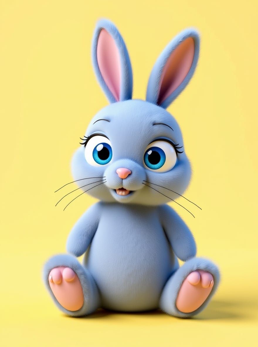 Adorable 3D Bunny with Shimmering Eyes