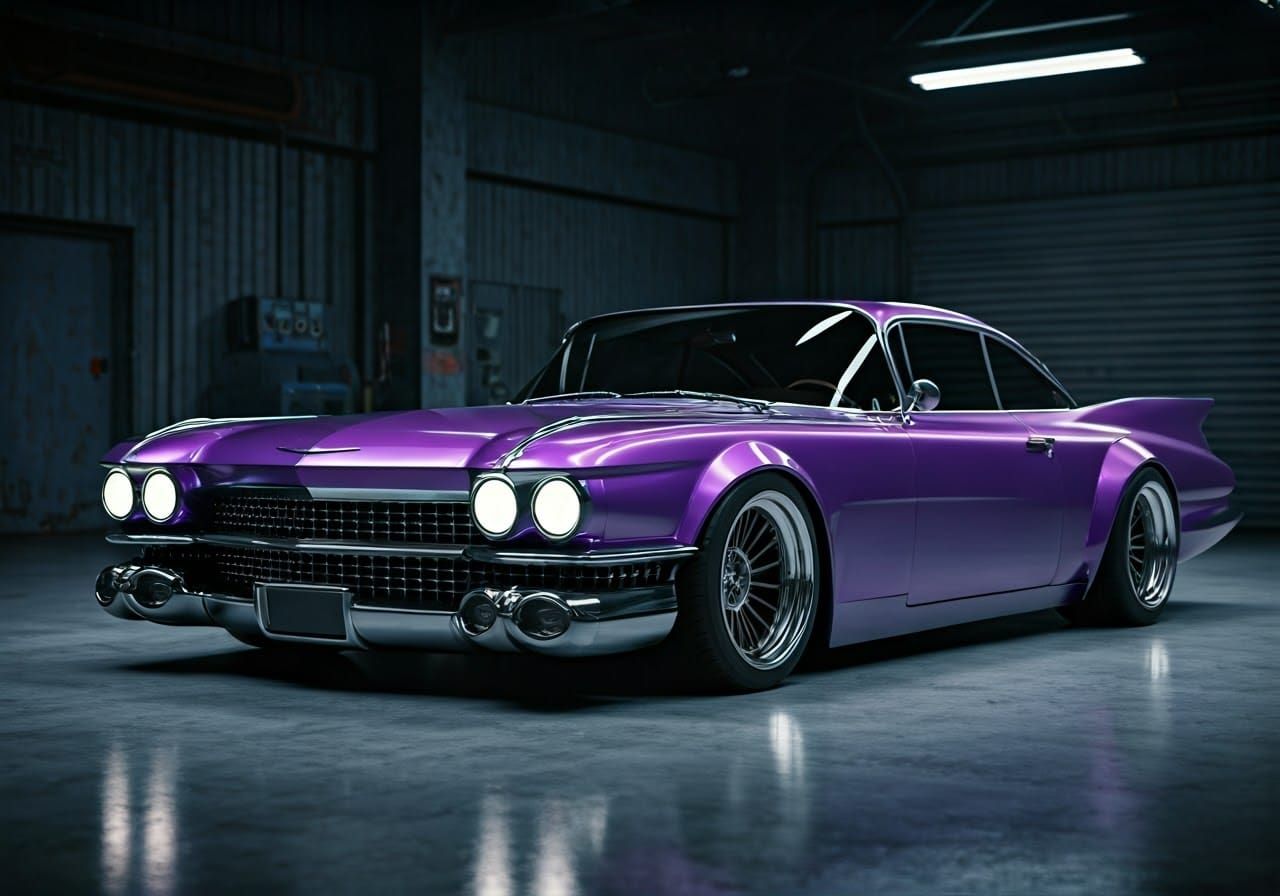 Futuristic American Muscle Car in Midnight Purple