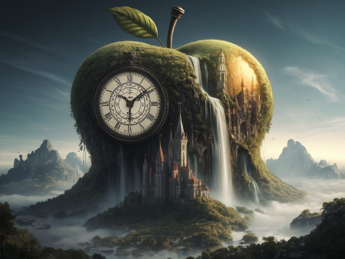 Enchanted Apple Mountain in Fantasy Landscape