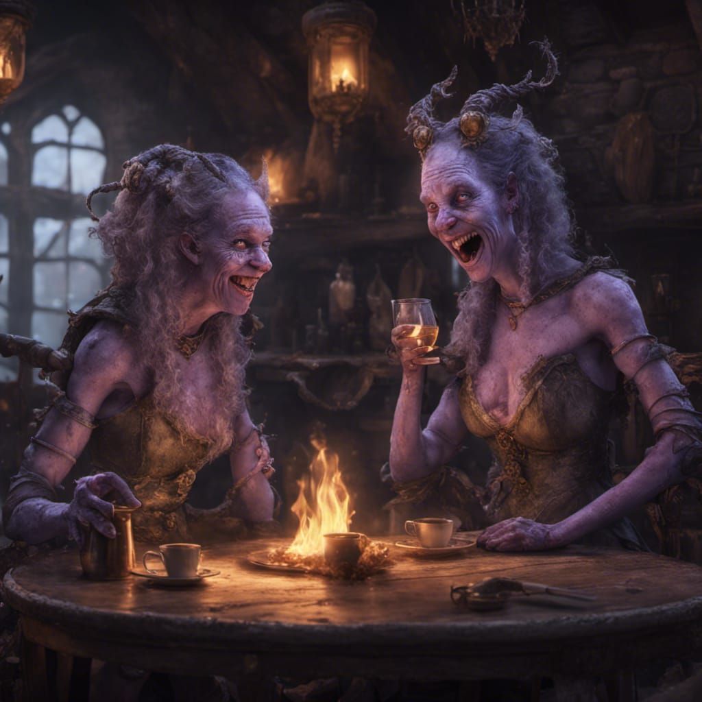 Lavender Ooze Creatures in Medieval Inn, Dark Fantasy