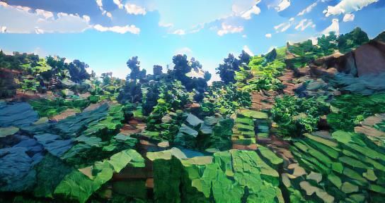 Minecraft Scene with 3D Shading