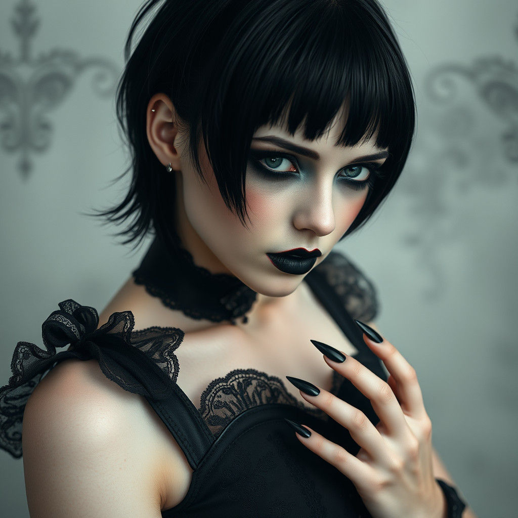 Trad Goth Woman Portrait in Victorian Style