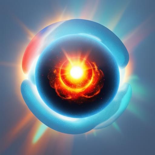 Glowing Blue Egg with Red Flames in Divine Light