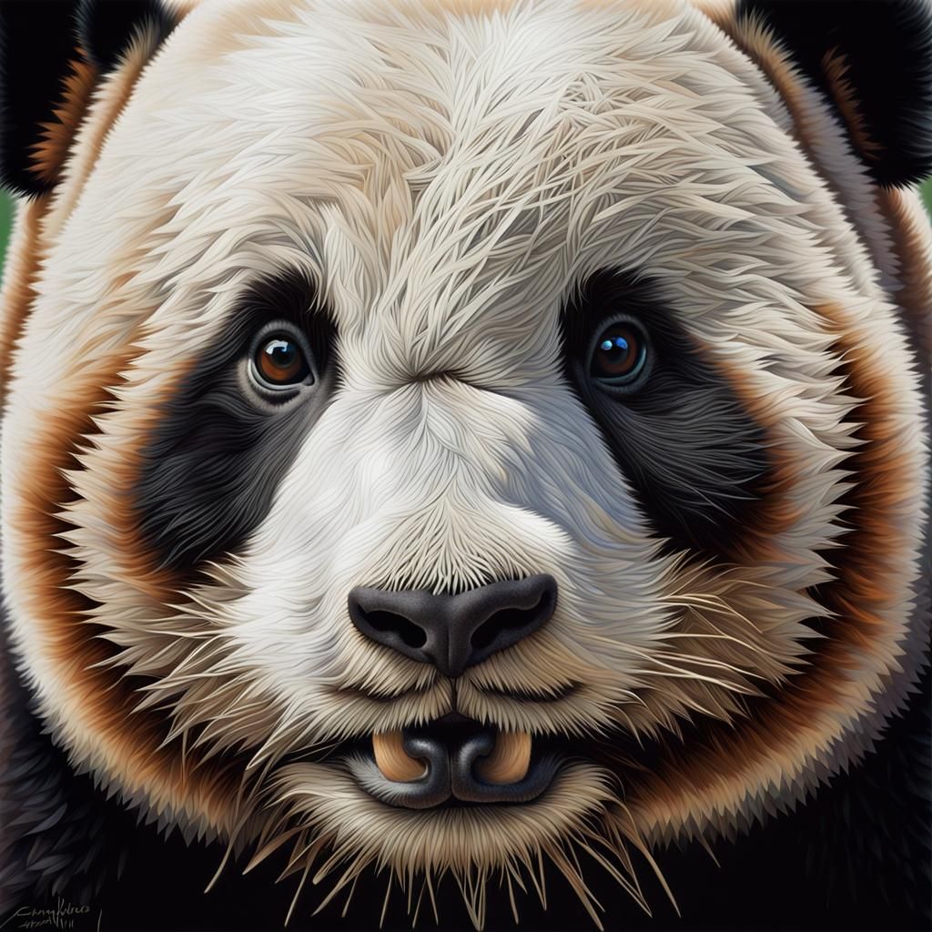 Hyperrealistic Panda Portrait in Mosaic Style