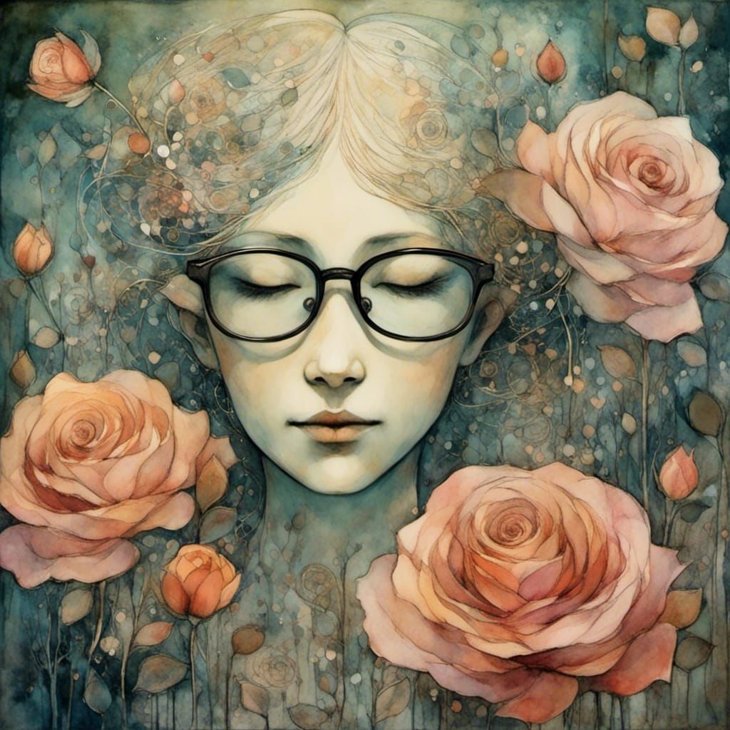 Romantic Portrait of Two Faces with Roses