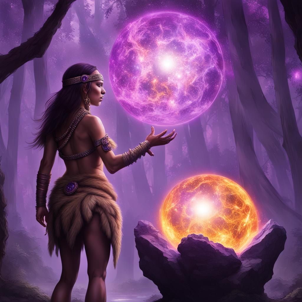 Stone Age Hunter with Magic Orb