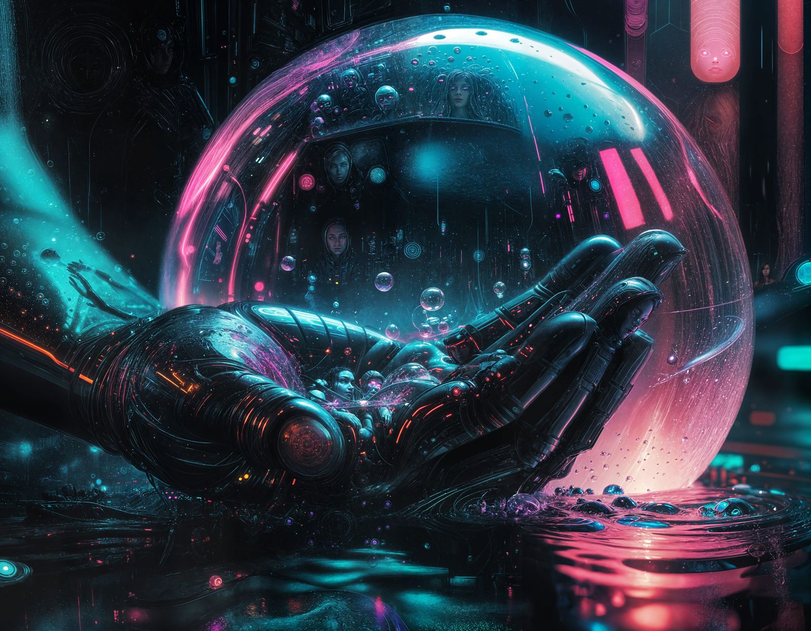 Neon Dreams in Cyberpunk Bubble Bath