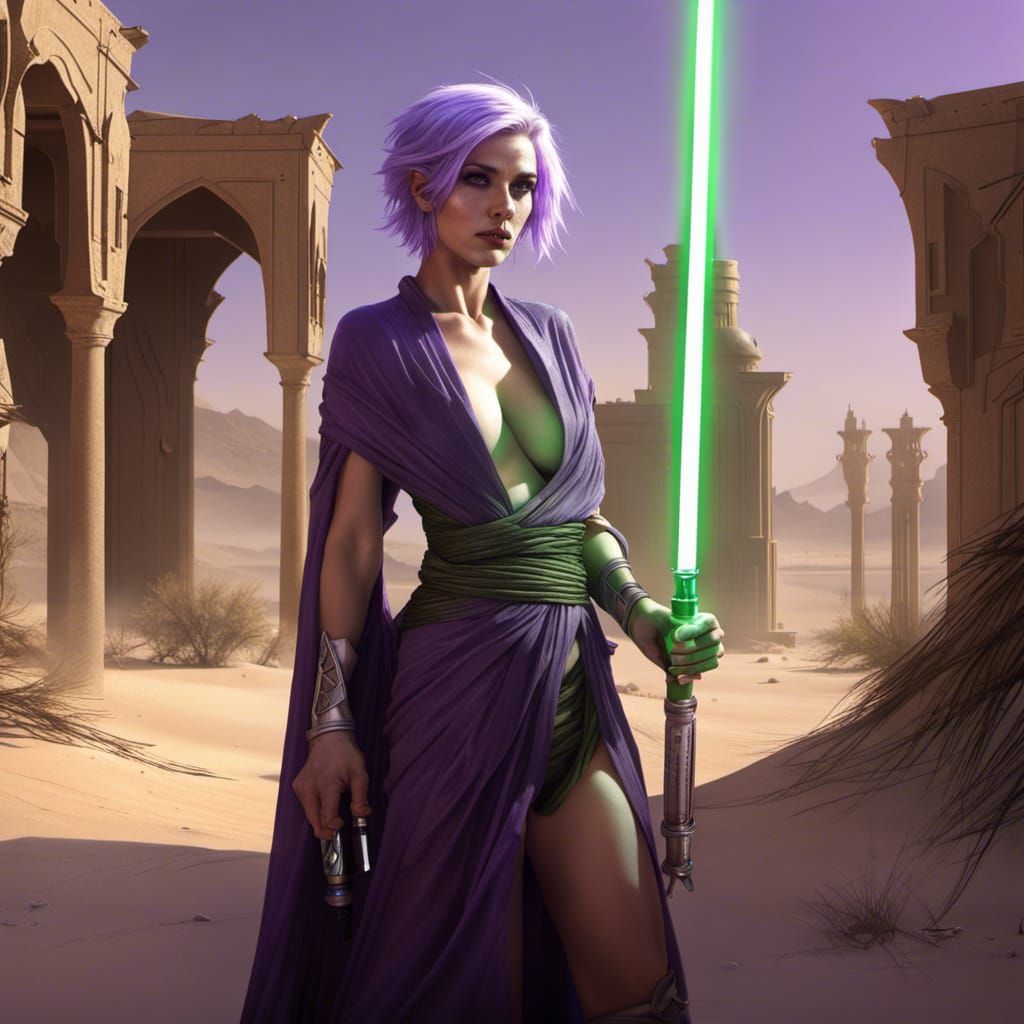 Elven Sorceress in Desert Oasis, Dark Fantasy Art