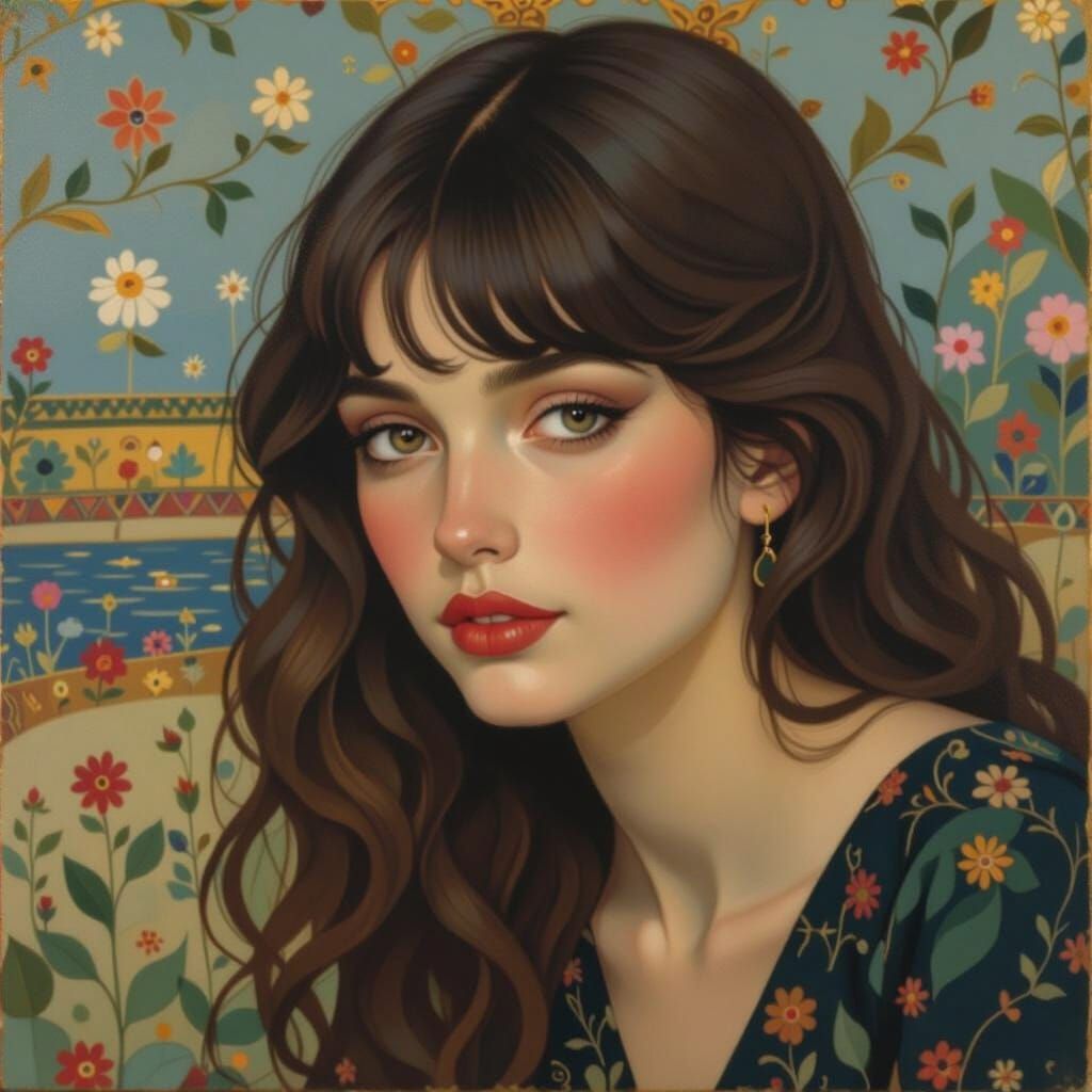 Whimsical Garden Scene with Playful Figures in Decorative St...