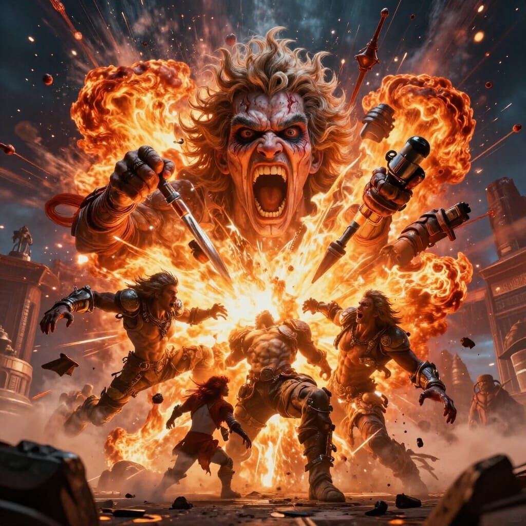 Cinematic Artwork With Explosive Energy and Dramatic Lightin...