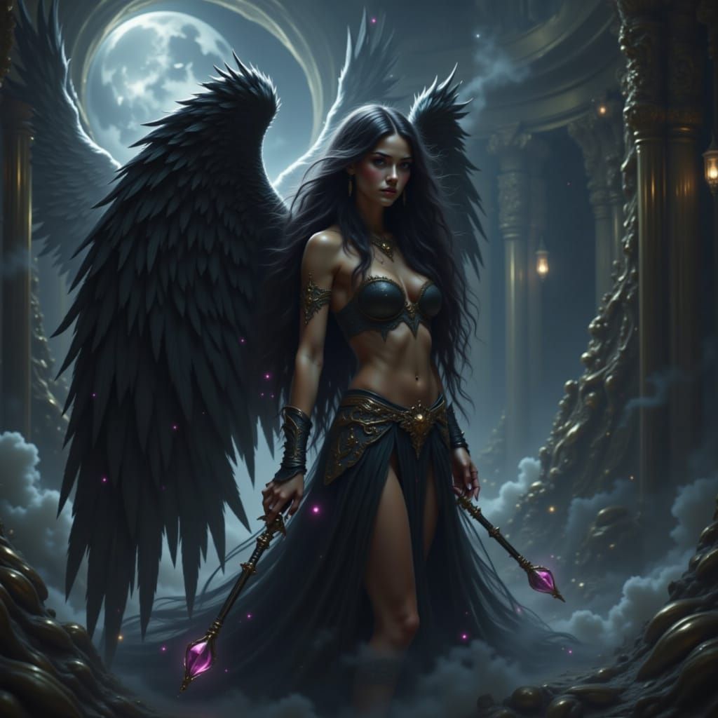 Surreal Dark Angel Dance in Cosmic Lounge