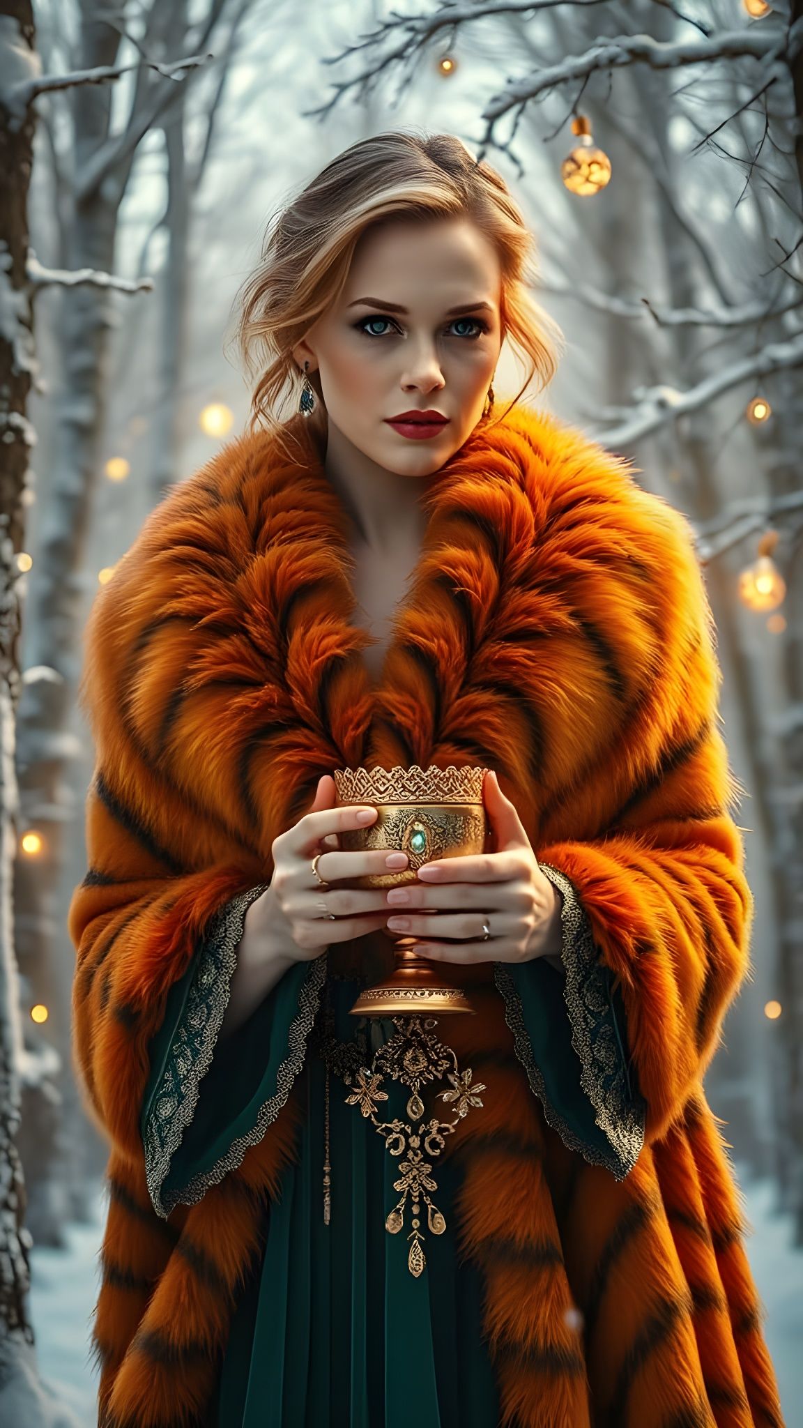 Futuristic Christmas Enchantress in Winter Wonderland