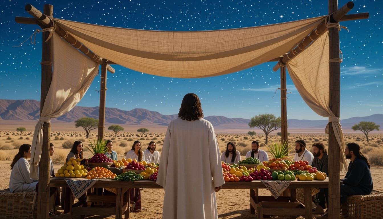 Yeshua Celebrates Sukkot in Desert Landscape