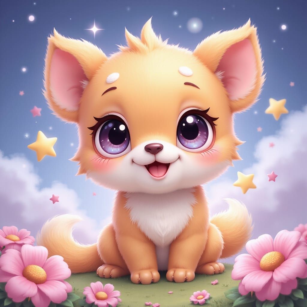 Whimsical Baby Animal in Enchanted Wonderland