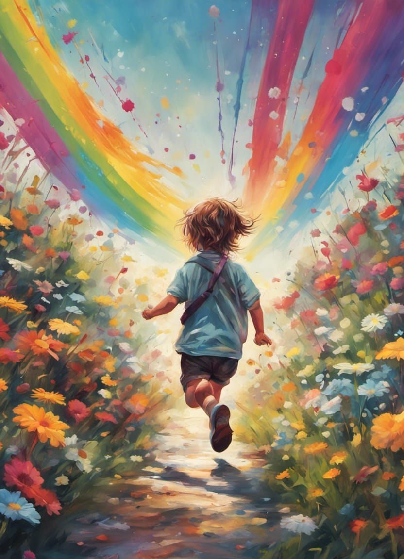 Whimsical Ribbon Dancer in Graffiti Art Field