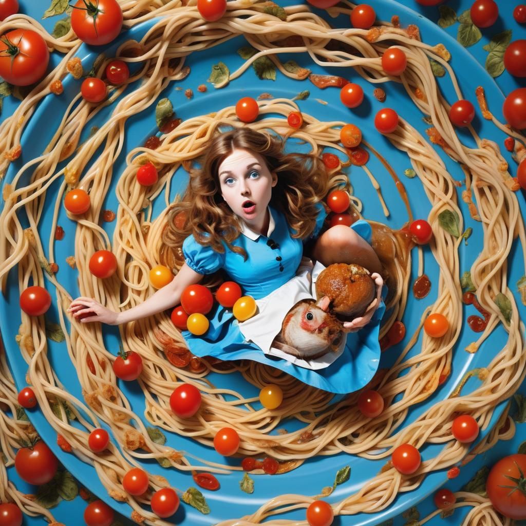 Alice in Wonderland Surreal Spaghetti Pop Art