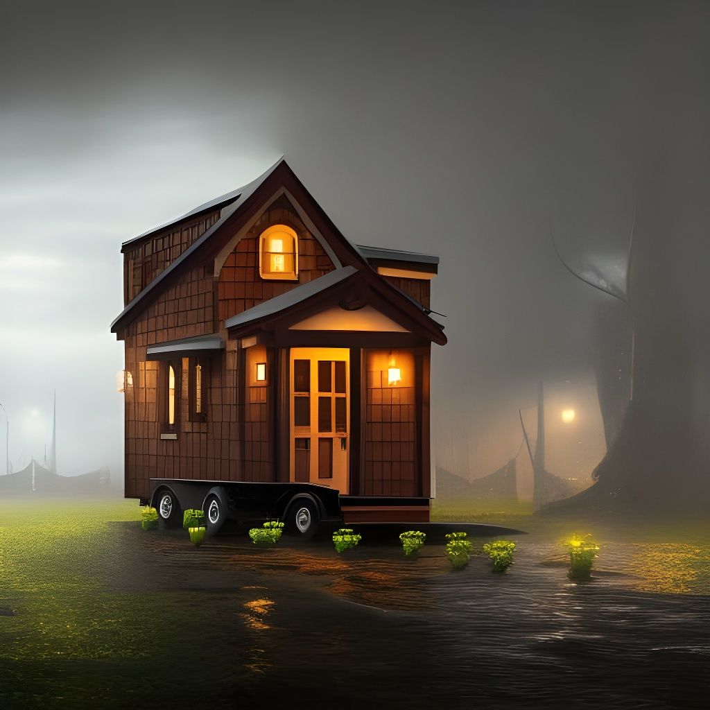 Tiny House in Rainy Day: Detailed Matte Painting