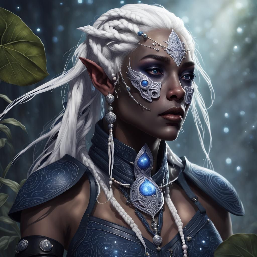 Astral Elf Druid with Galactic Opulence, Dark Fantasy Realis...